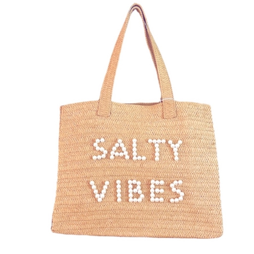 Nwt Urban Expressions Salty Vibes Raffia Pearl Summer Tote Beach bag